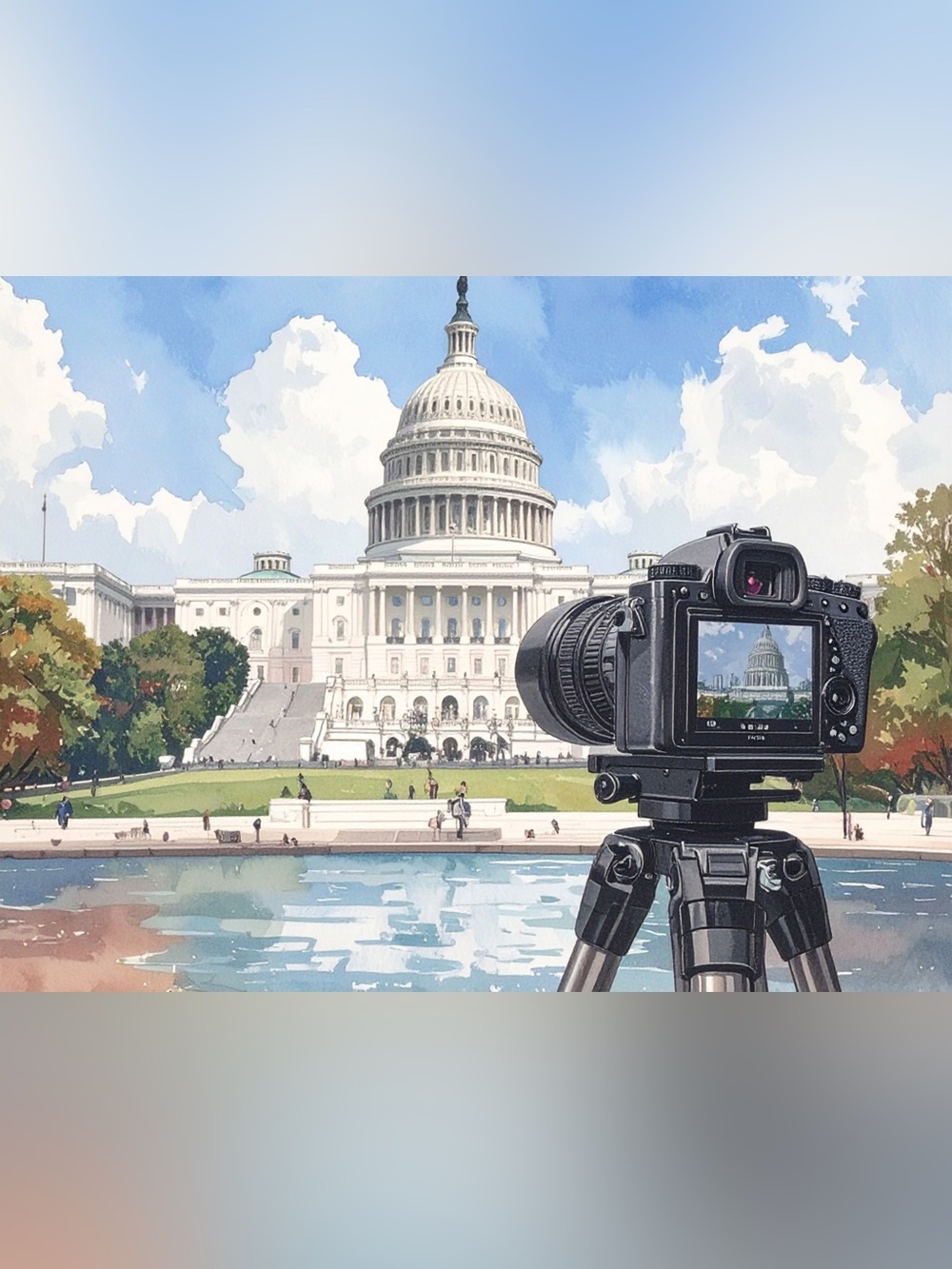 Black Camera & Capitol Print — Architectural Photography Wall Art